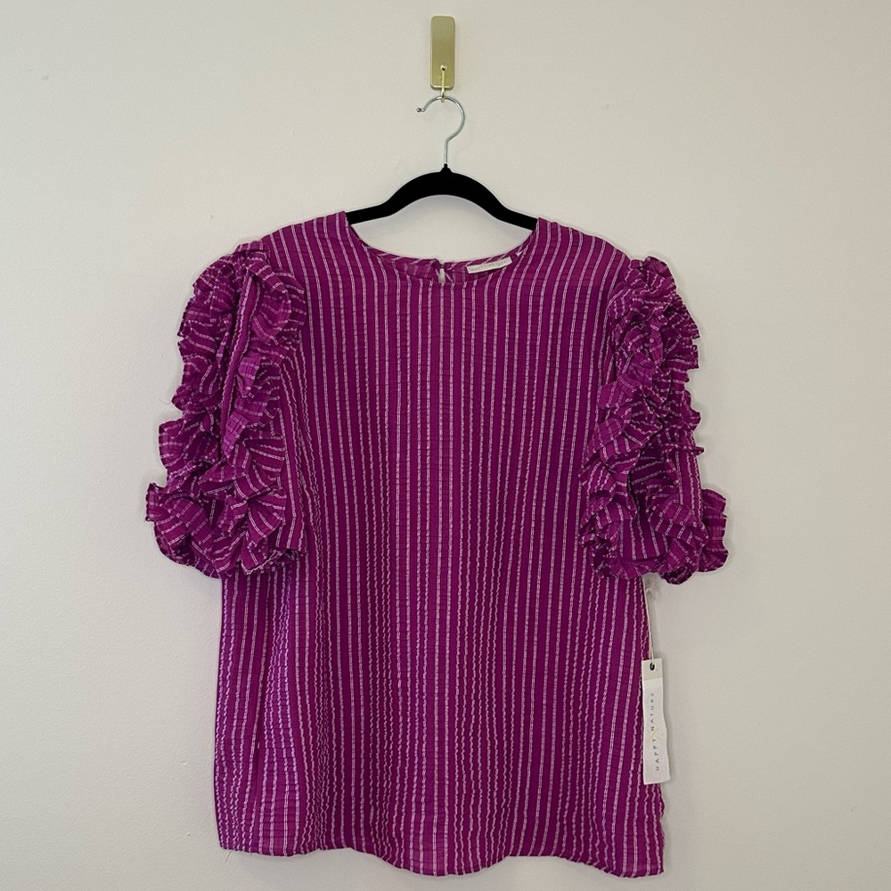 Kate Hudson Happy X Nature Cascade Ruffle Top Nwt - Gem